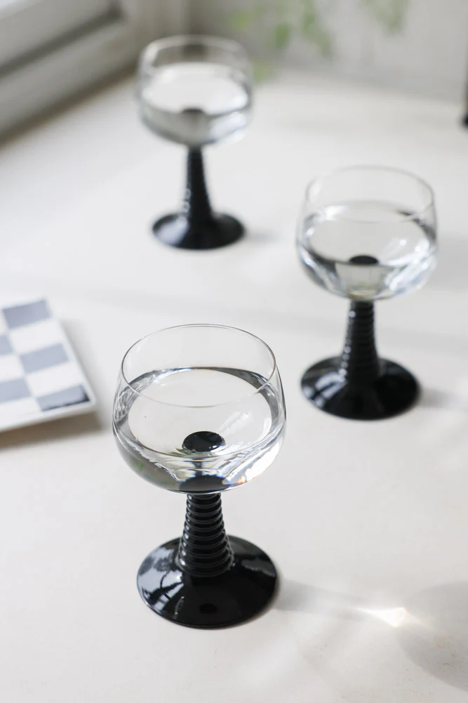 70s French Style Wine Glass In Black - Image 3