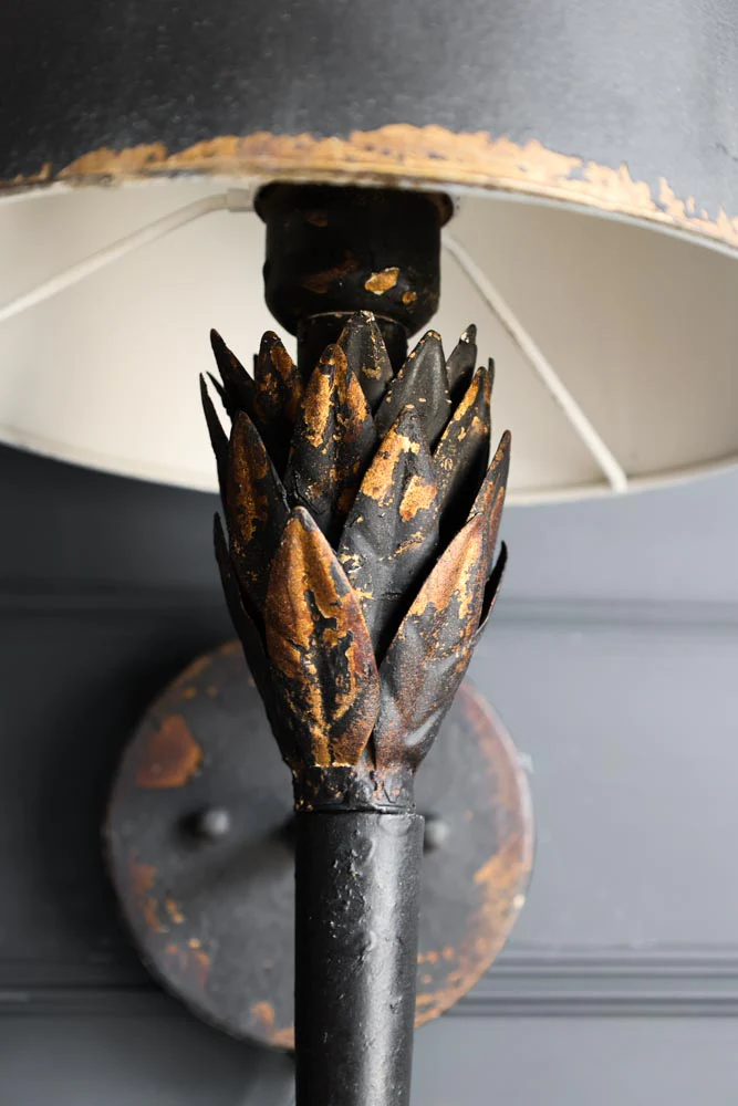 Aged Effect Black & Old Gold Torch Wall Light - Image 3