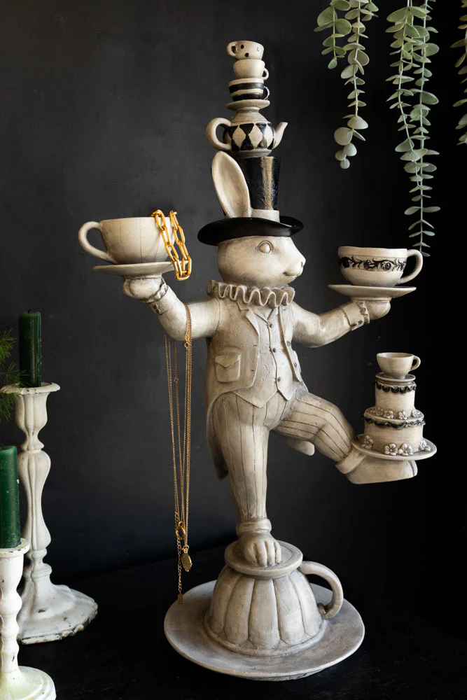 Alice In Wonderland Inspired Balancing Act White Rabbit Ornament - Image 2