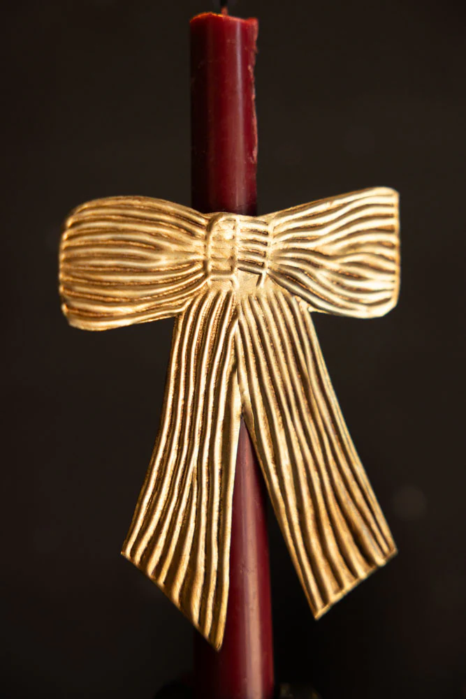 Antique Gold Bow Dinner Candle Ring - Image 3