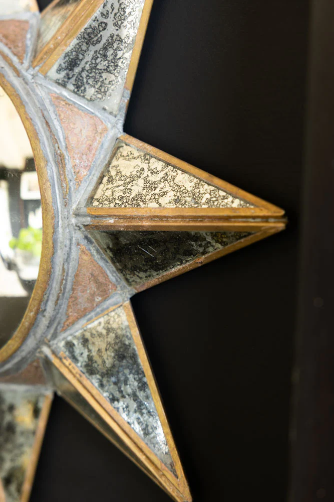 Antiqued-Gold Sun Convex Wall Mirror - Image 2