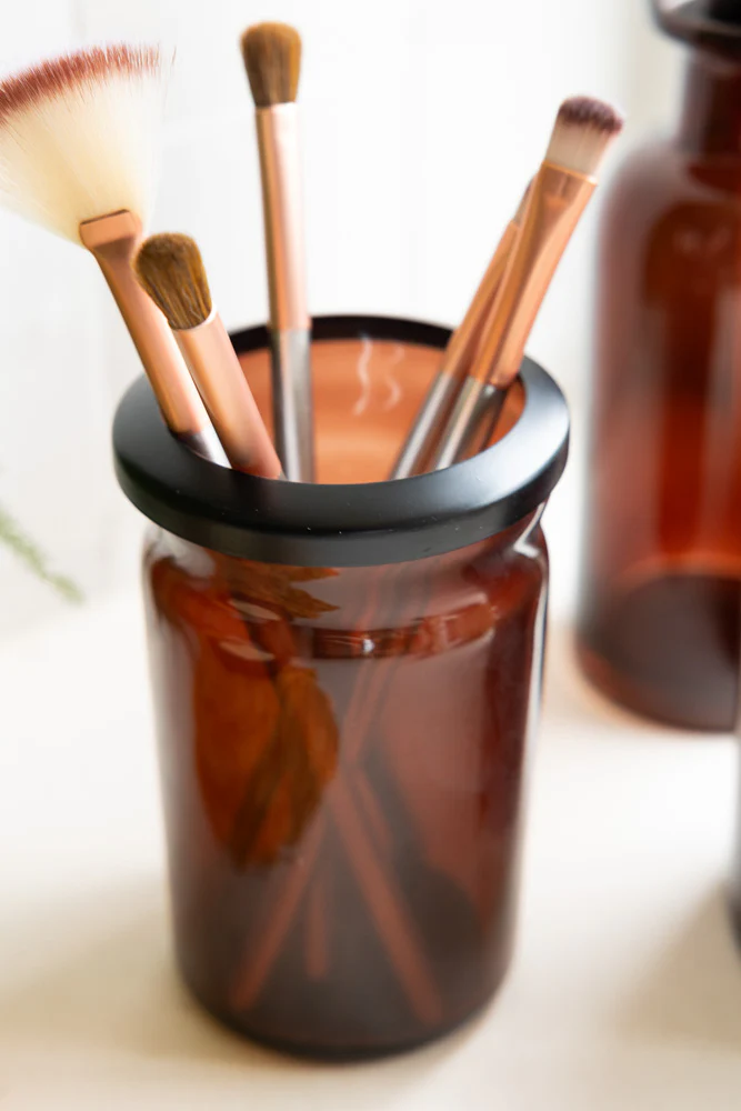 Apothecary-Style Amber Glass Bathroom Tumbler - Image 3