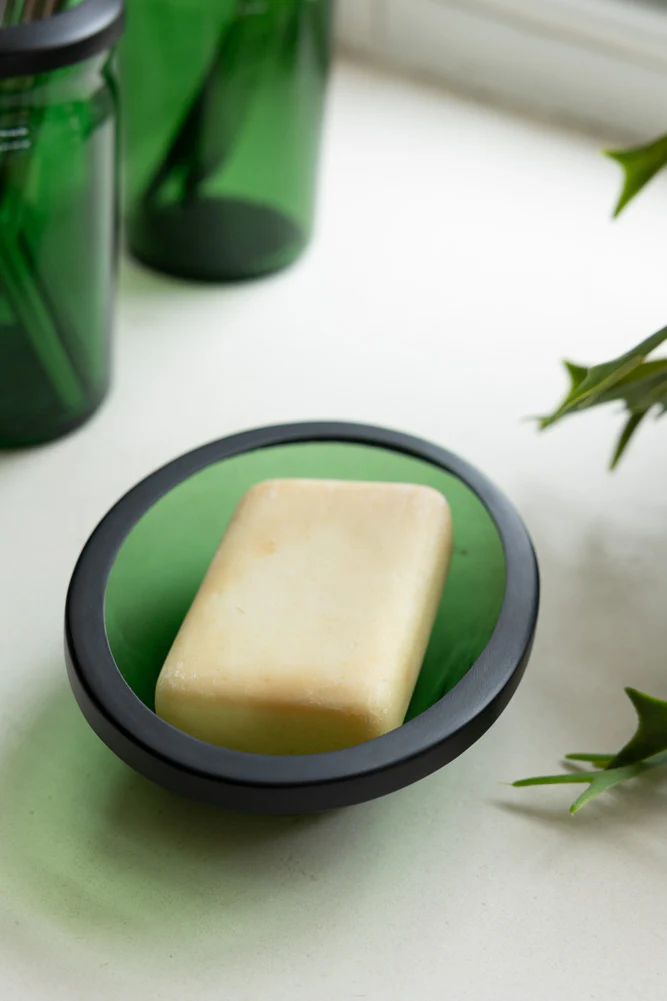 Apothecary-Style Green Glass Soap Dish - Image 2