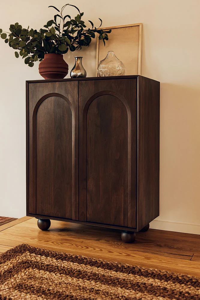 Arc Detail 2-Door Mango Wood Cabinet - Image 2
