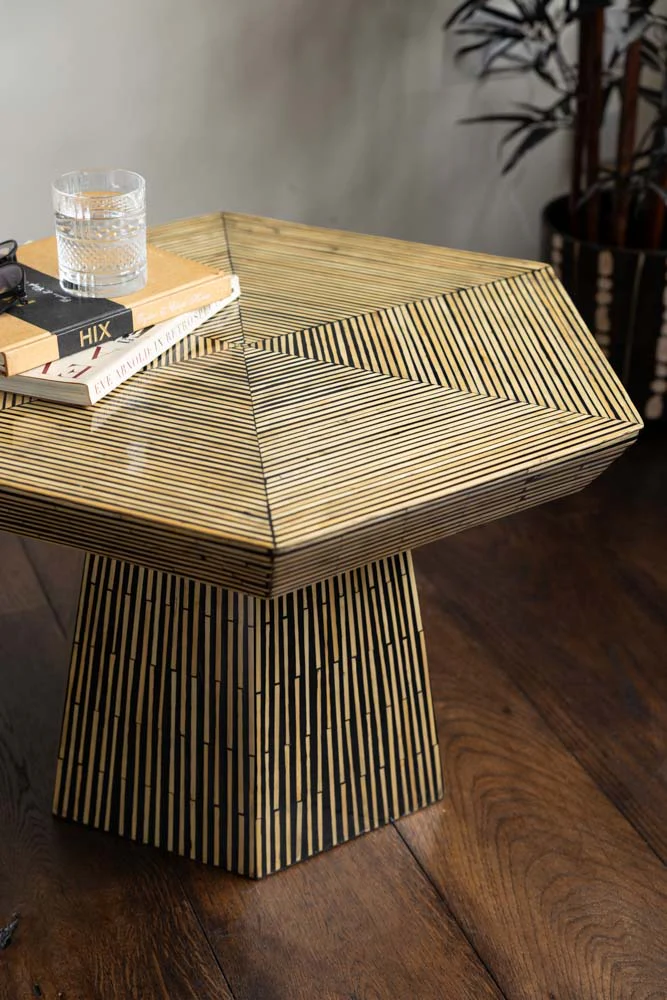 Bamboo Inlay Hexagon Coffee Table