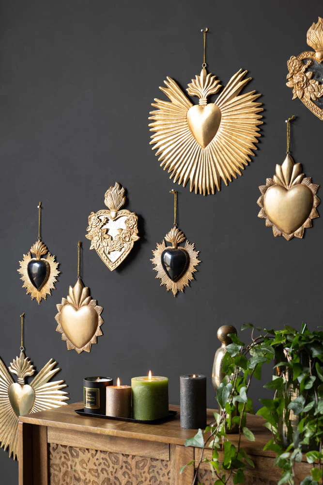 Foxed Floral Mirror Heart Hanging Decoration - Image 8