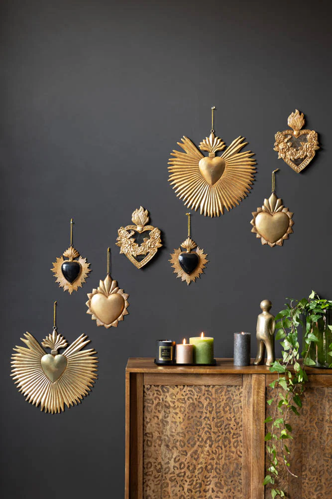 Foxed Floral Mirror Heart Hanging Decoration - Image 10