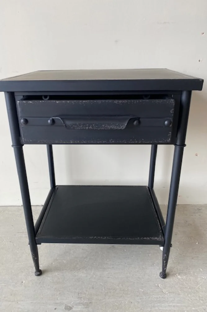 Metal Industrial Charcoal Bedside Table - DISCONTINUED - Image 7