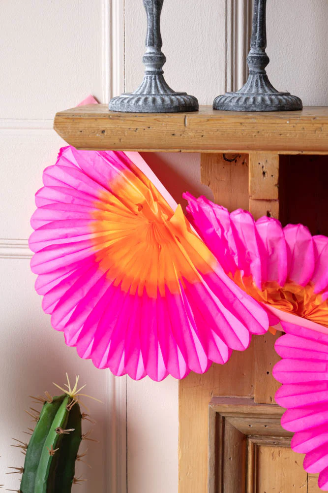 Beautiful Handcrafted Classic Paper Garland in Pink & Orange - Image 2