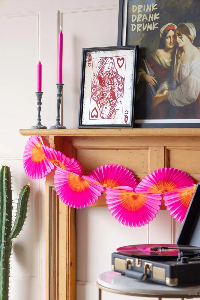Beautiful Handcrafted Classic Paper Garland in Pink & Orange - Image 5