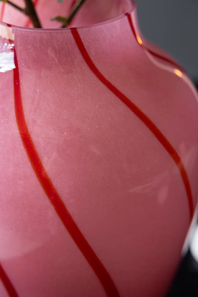Beautiful Pink & Deep Red Swirl Vase - Image 2