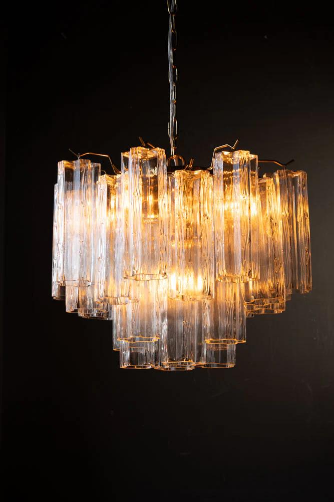 Beautiful Waved Glass Chandelier in Clear - Image 2