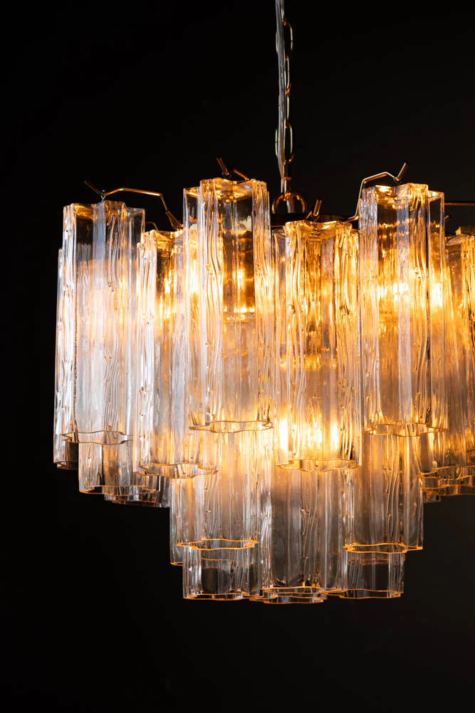 Beautiful Waved Glass Chandelier in Clear - Image 3
