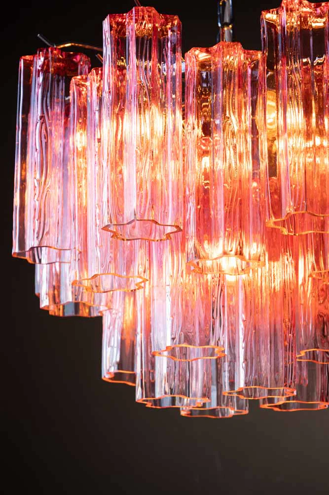 Beautiful Waved Glass Chandelier in Pink - Image 4