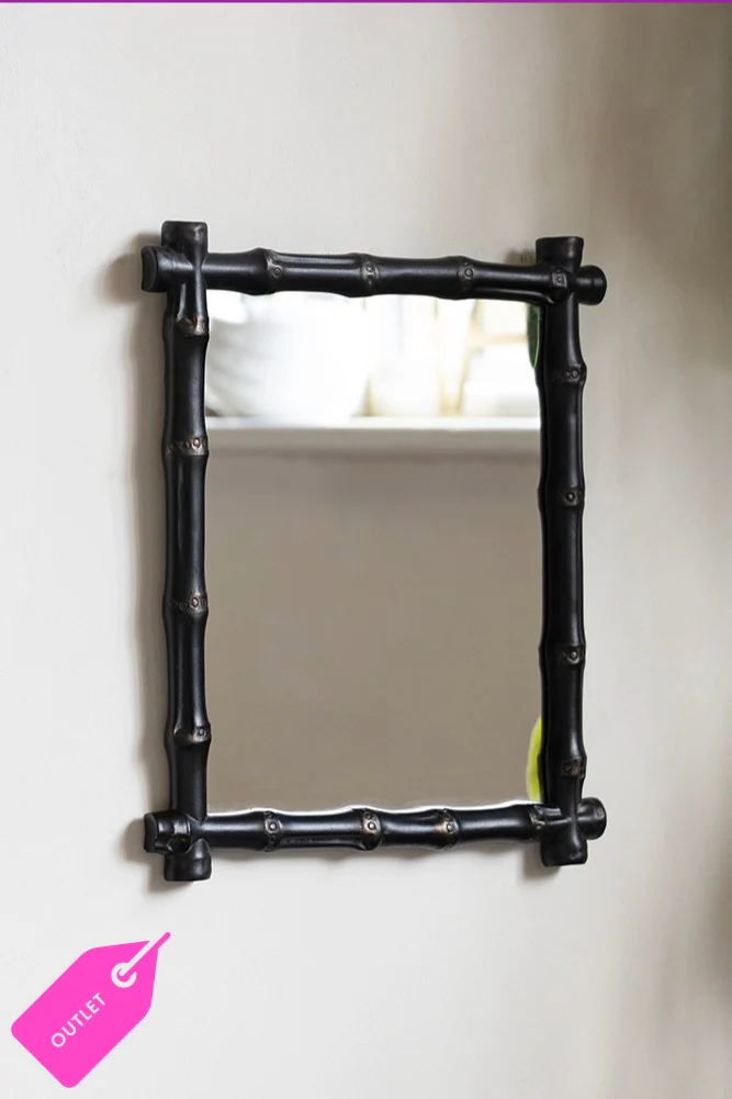 Black Bamboo Effect Framed Mirror - DISCONTINUED