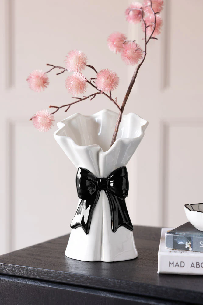 Black Bow Flower Vase