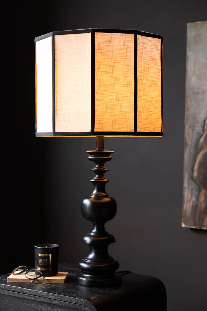 Black Contrast Linen Lampshade - Image 3