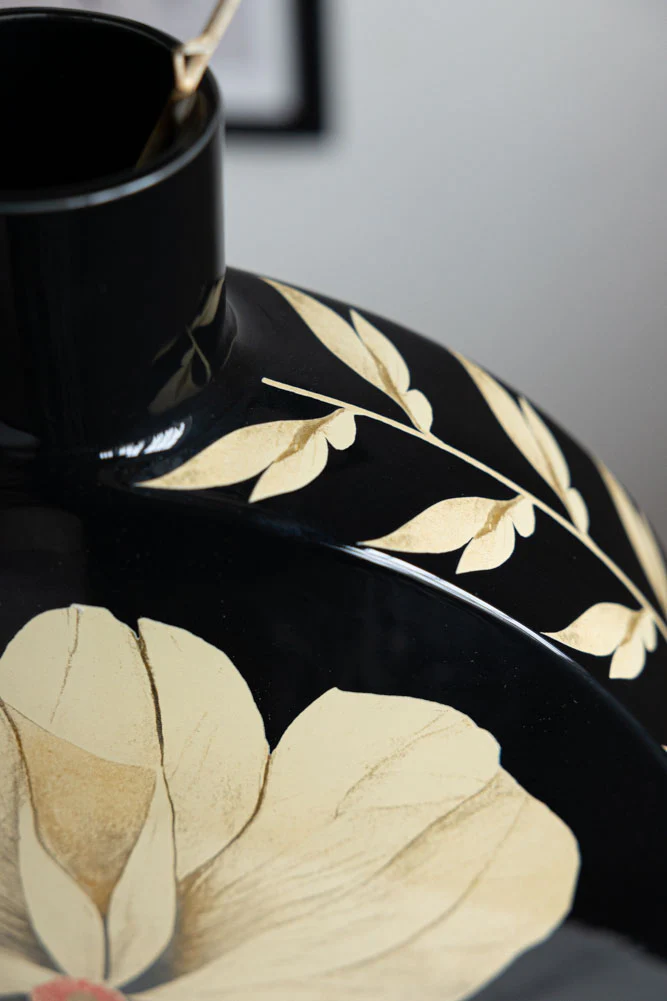 Black & Cream Floral Vase - Image 4