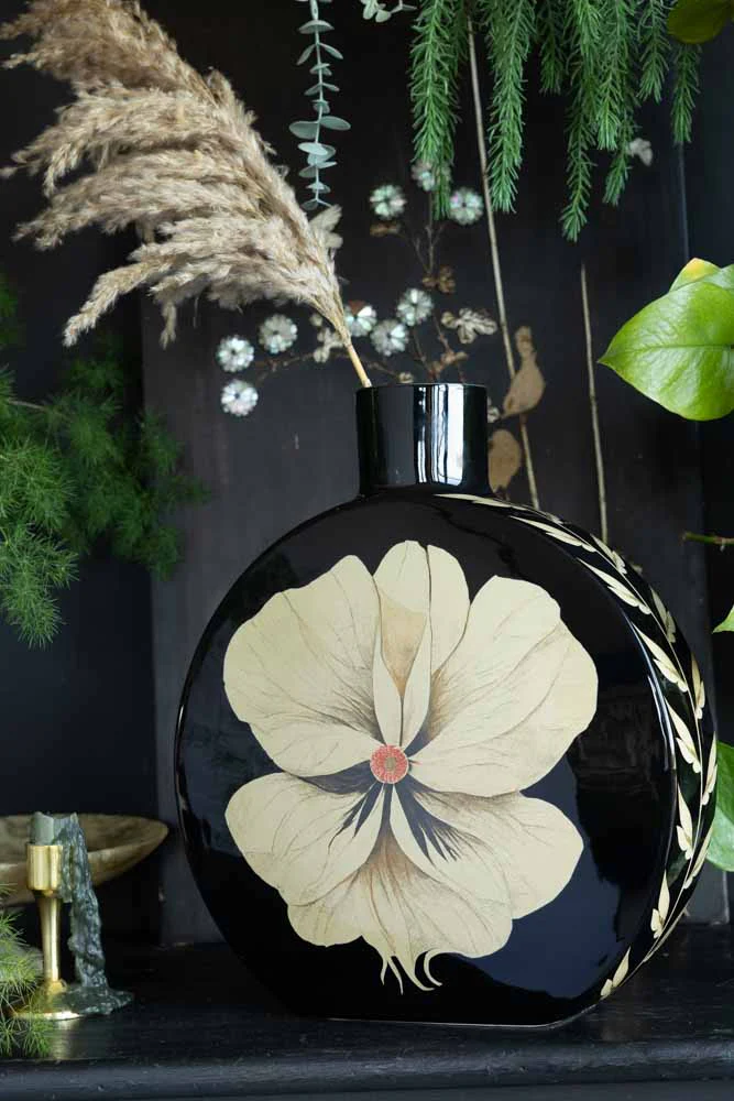 Black & Cream Floral Vase - Image 5