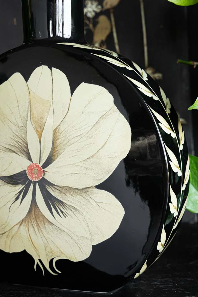 Black & Cream Floral Vase - Image 6