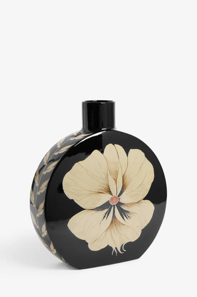 Black & Cream Floral Vase - Image 8