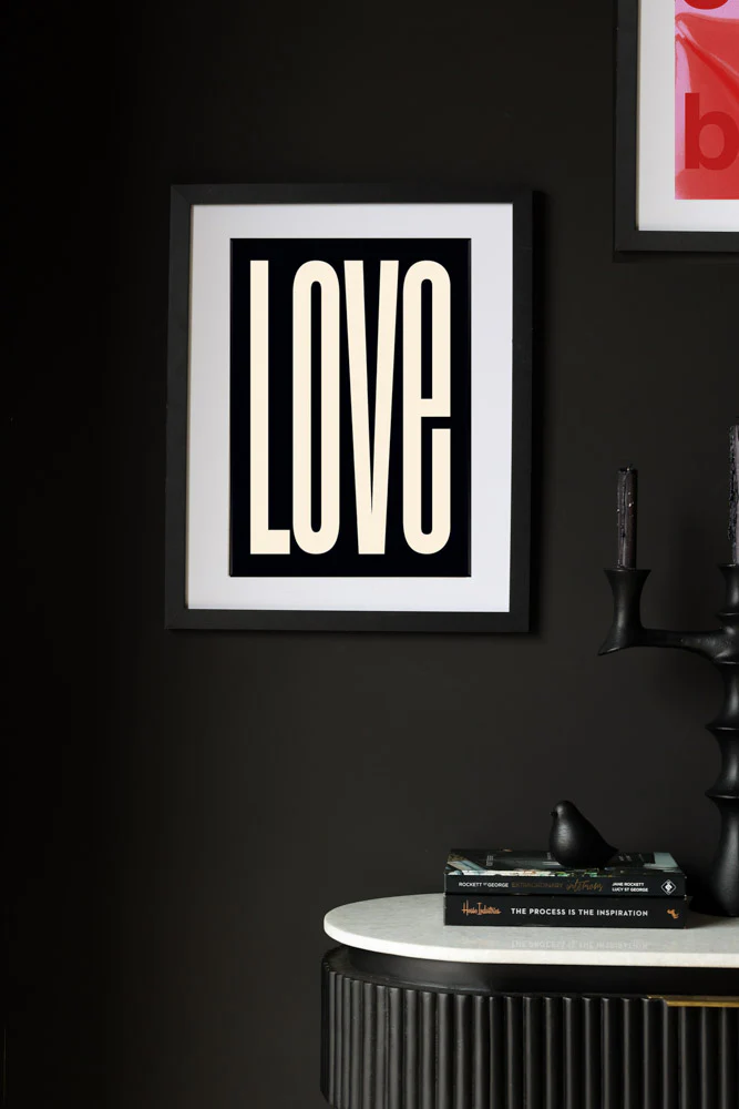 Black & Cream Love Art Print - Image 3