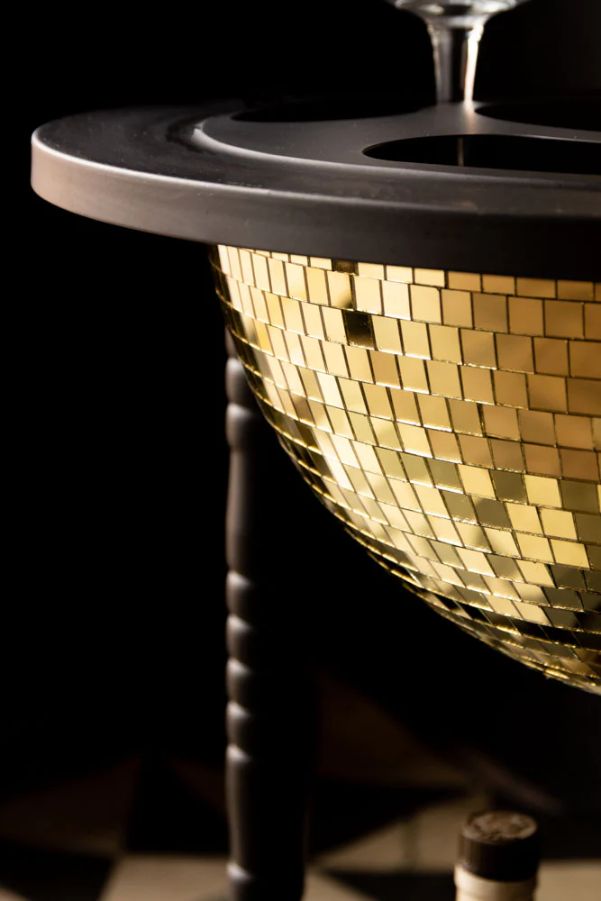 Black & Gold Disco Ball Drinks Trolley Cart - Image 9