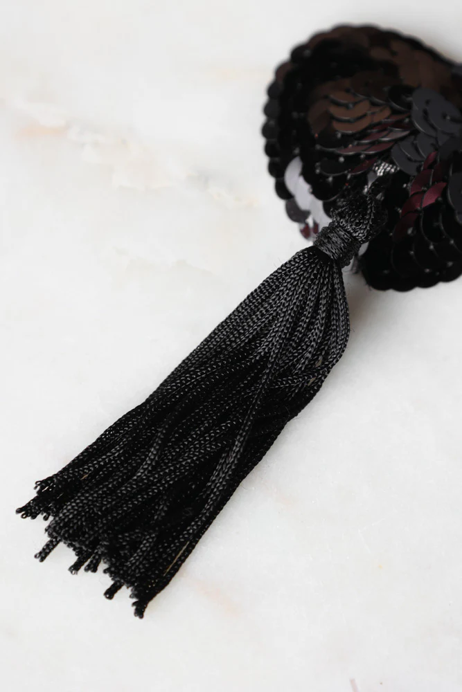 Black Heart Sequin Nipple Tassels - Image 6