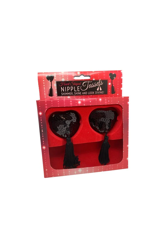 Black Heart Sequin Nipple Tassels - Image 7