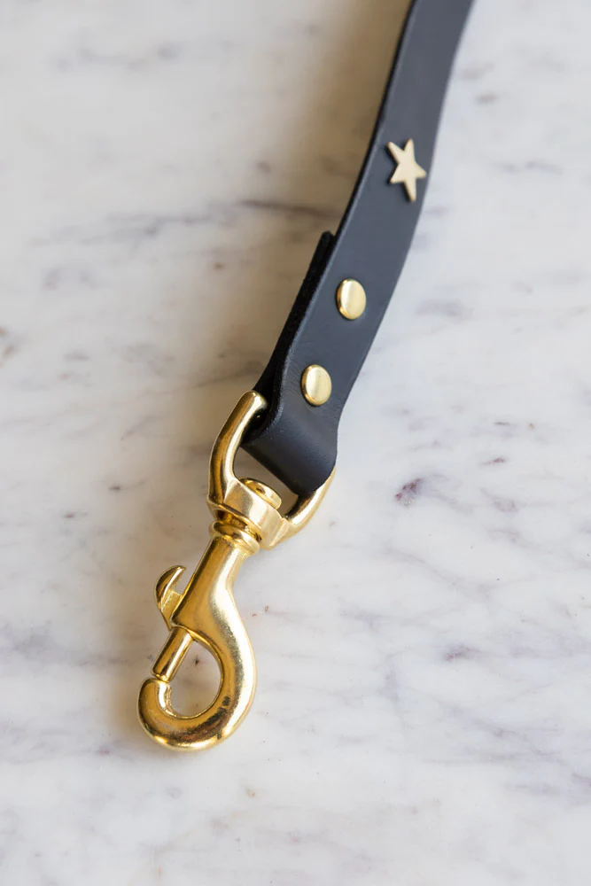Black Leather Dog Lead With Stars - Image 9