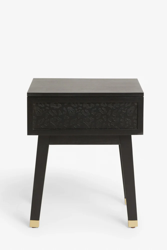 Black Leopard Print Bedside Table - Image 4