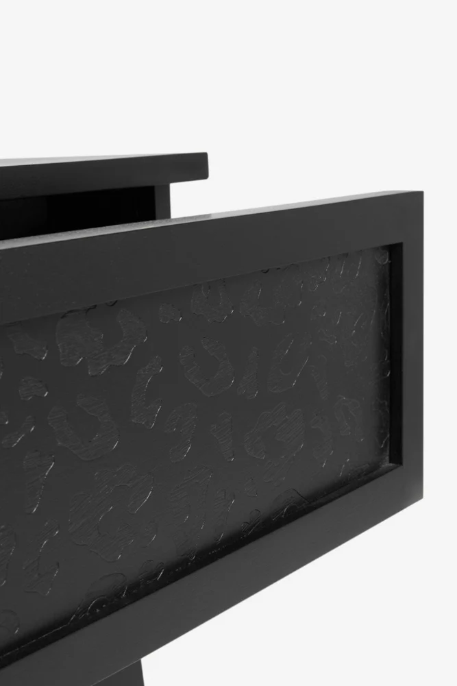 Black Leopard Print Bedside Table - Image 6