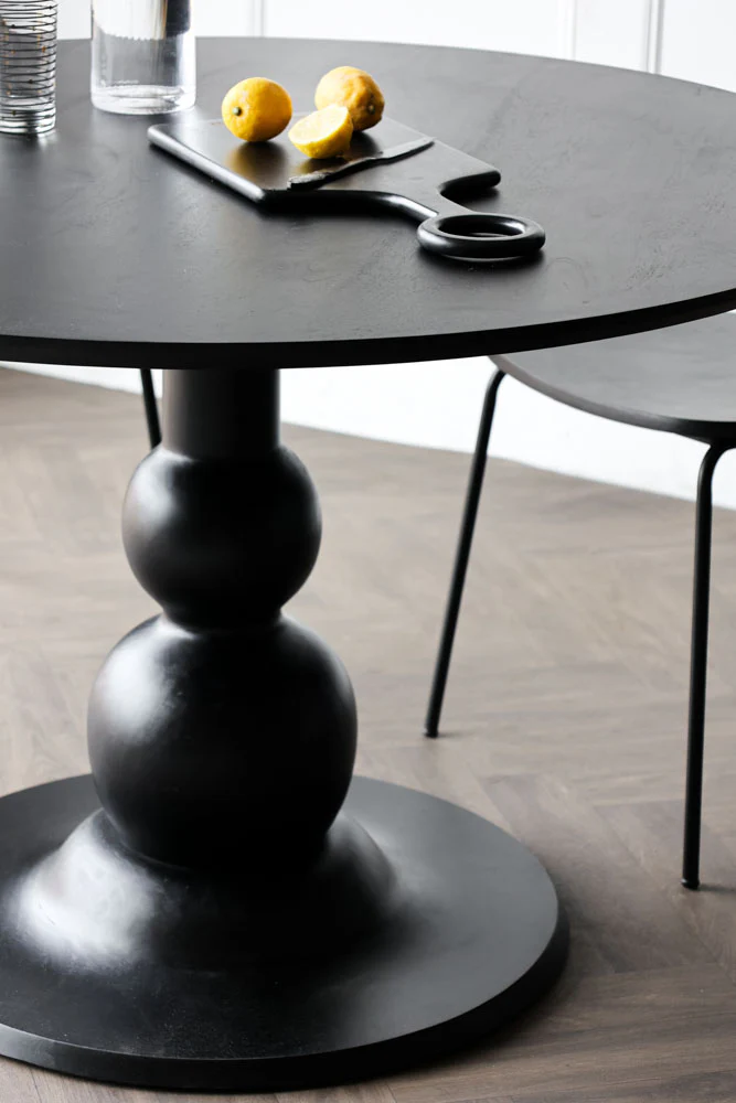 Black Mango Wood Round Dining Table - Image 3