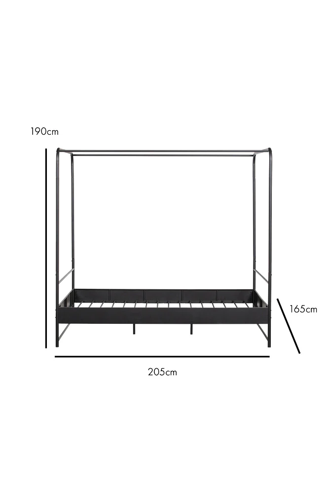 Black Metal Four-Poster Bed - King Size - Image 8