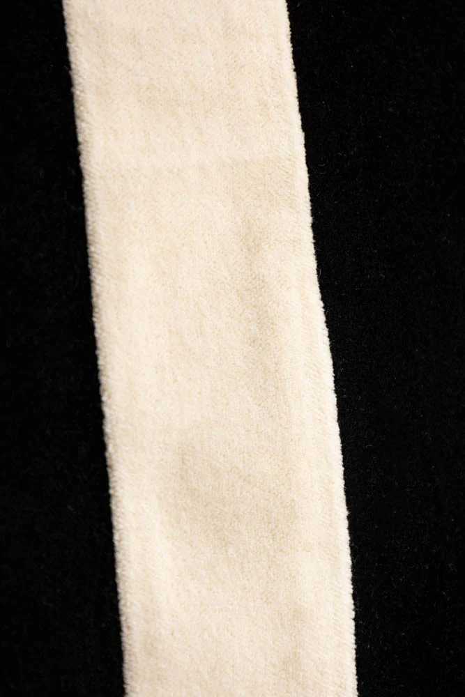 Black & Off-White Stripe Velvet Cushion - Image 3
