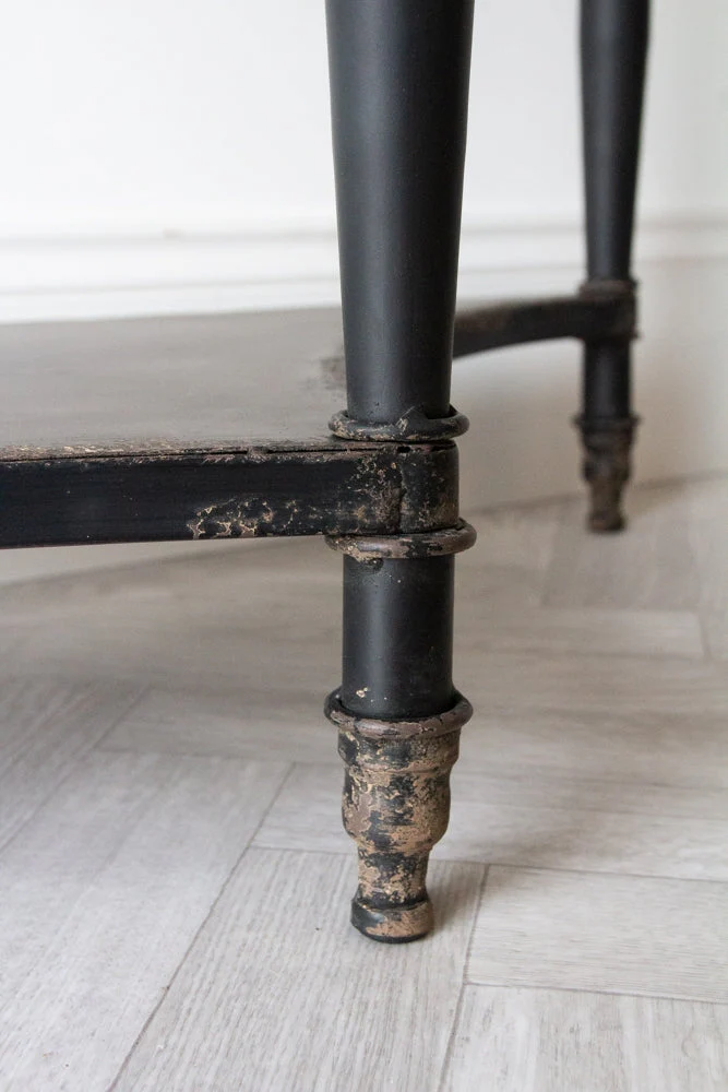 Black Vintage Style Metal Distressed Console Table With Drawer - Image 3