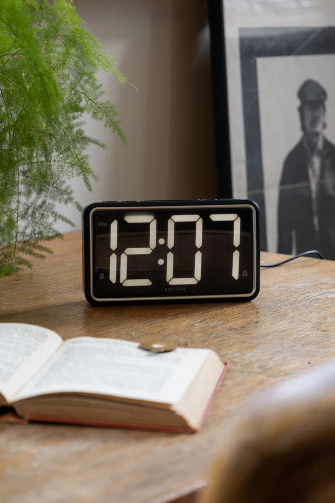 Black & White Retro Alarm Clock - Image 3