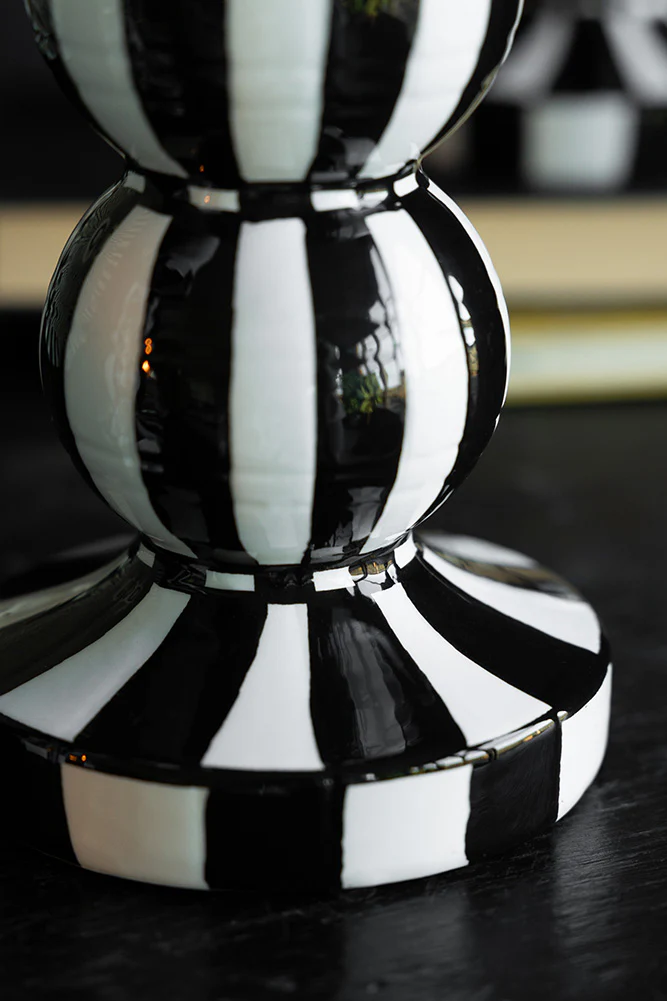 Black & White Stripe Pillar Candle Holder - Short - Image 5