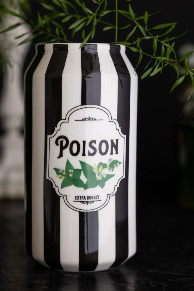 Black & White Stripe Poison Can Display Ornament - Image 2