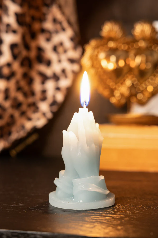 Blue Praying Hands Candle - Image 2