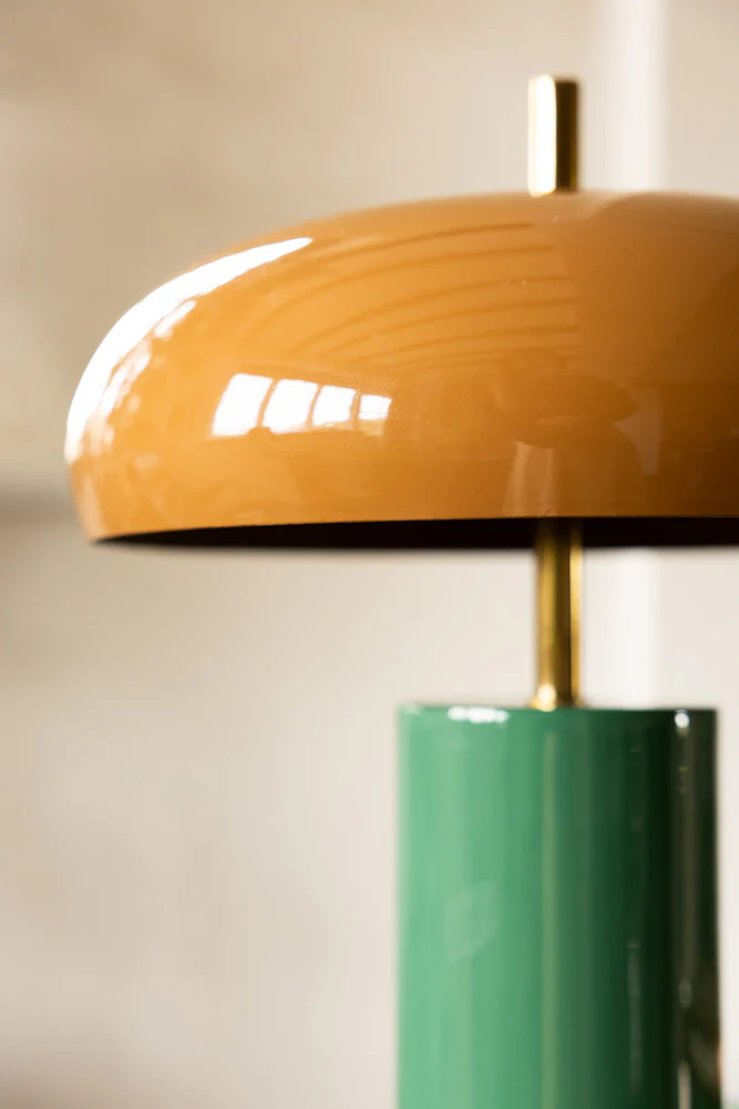 Caramel & Green Domed Table Lamp - Image 3