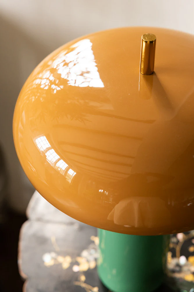 Caramel & Green Domed Table Lamp - Image 4