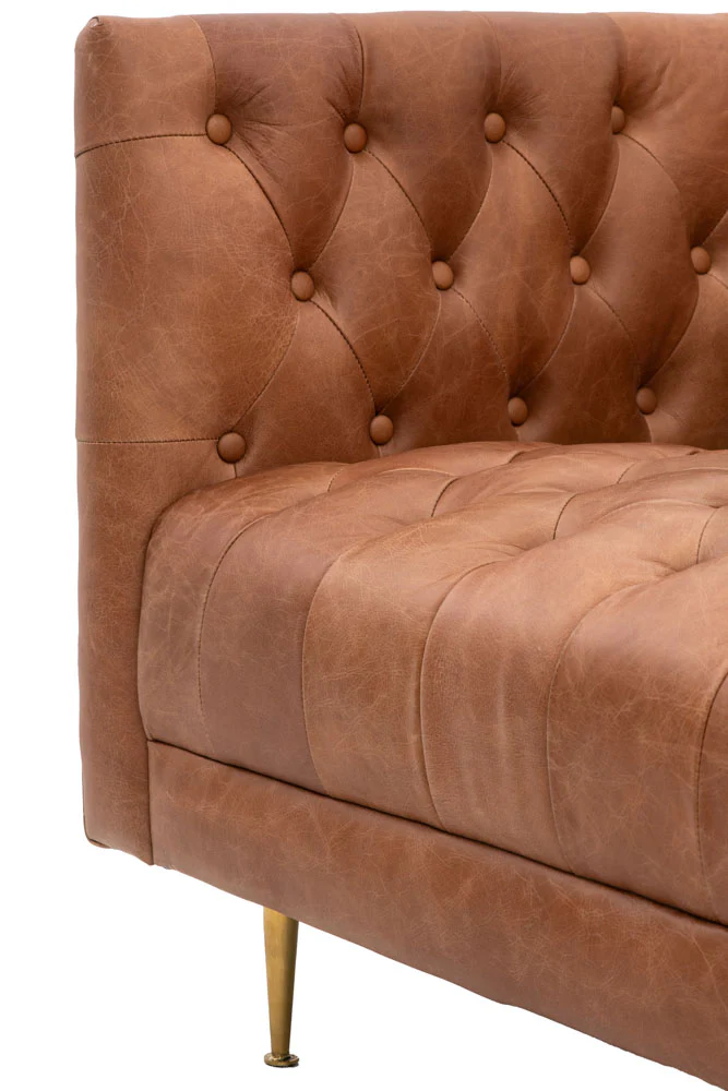 Chesterfield Antique Brown Leather 3-Seater Sofa - Image 10