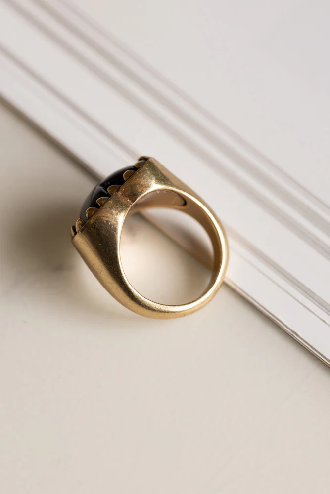 Chunky Gold & Black Heart Ring - Available In Two Sizes - Image 3