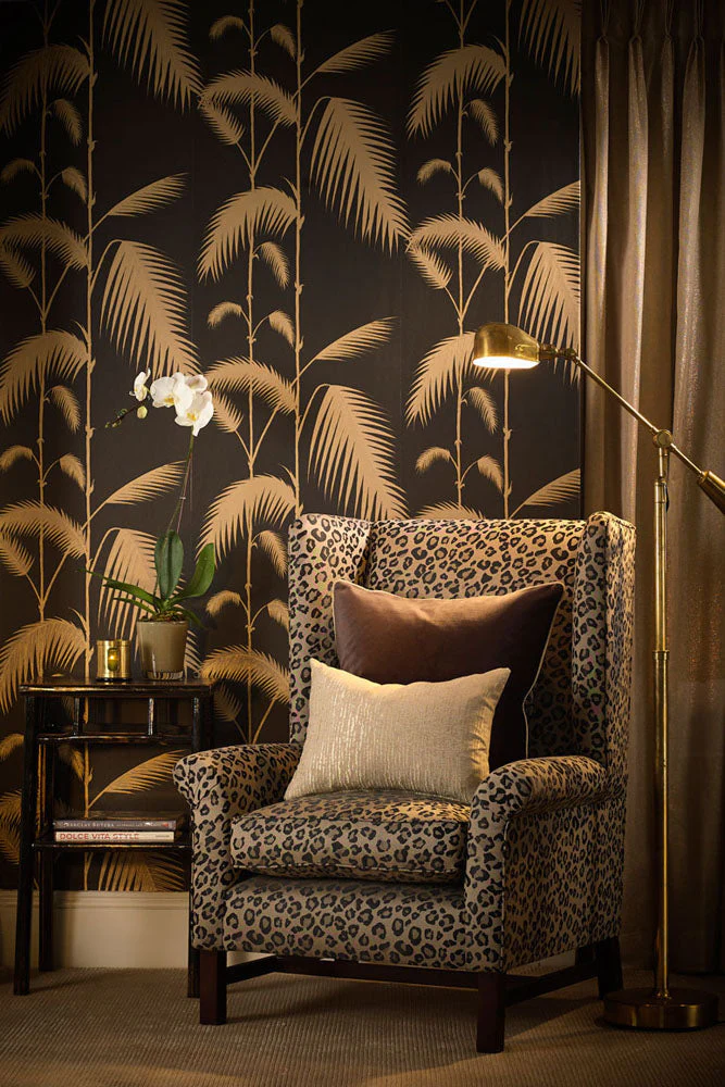 Cole & Son New Contemporary - Palm Leaves Wallpaper - Black & Gold
