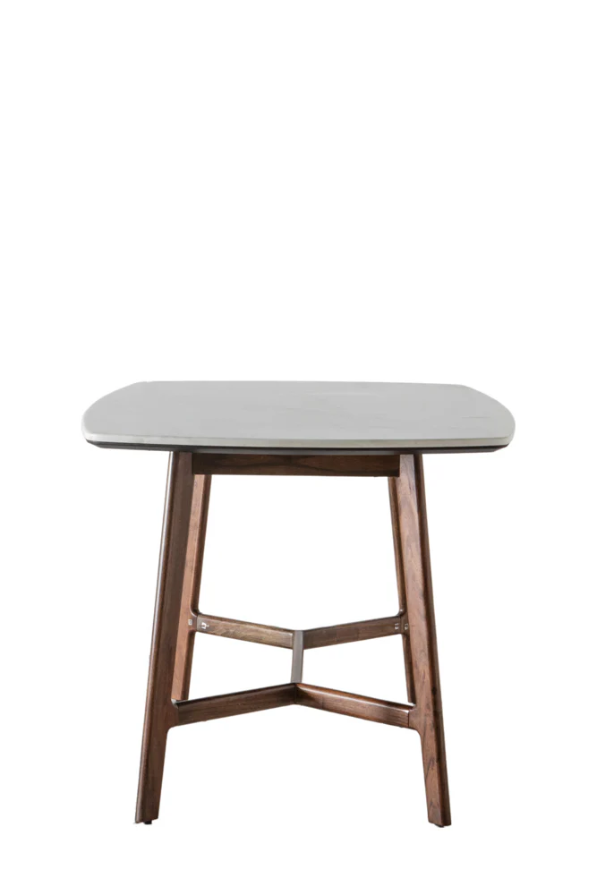 Curved Acacia & Marble Dining Table - Image 7