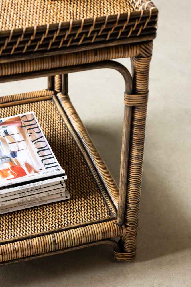 Dark Brown Rattan Side Table - Image 2