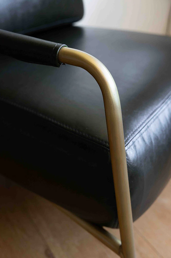 Dark Green Leather Club Chair - Image 2