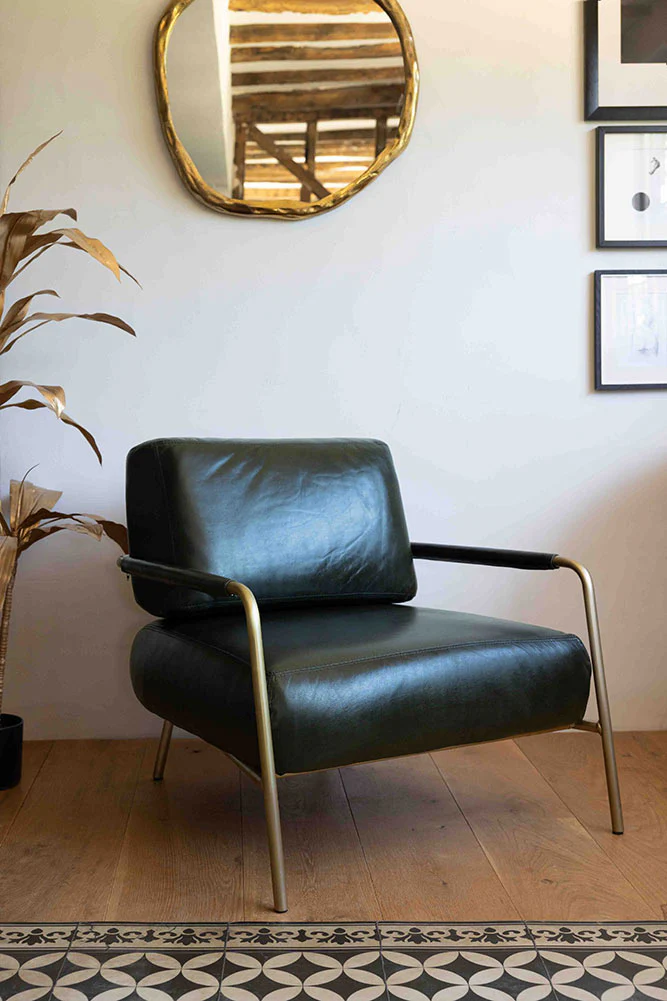 Dark Green Leather Club Chair - Image 3