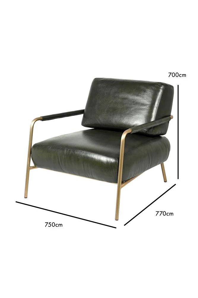 Dark Green Leather Club Chair - Image 7
